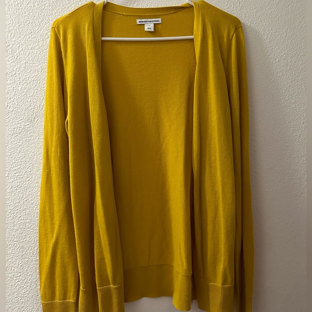 Women’s Amazon Essentials mustard cardigan. Size M.